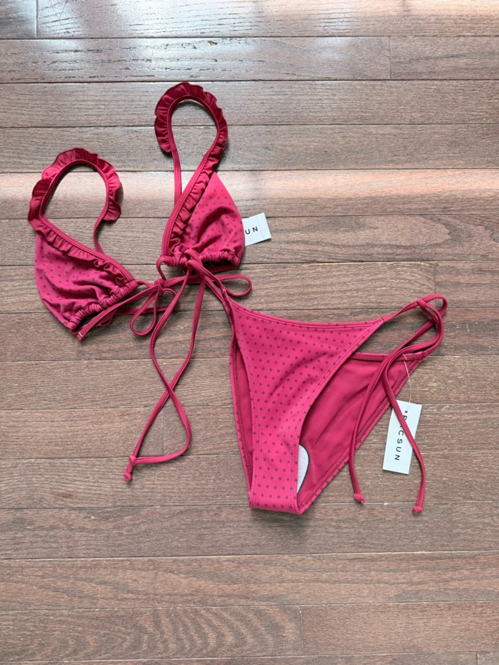 NWT PacSun Red Tie-Front Triangle Bikini Top